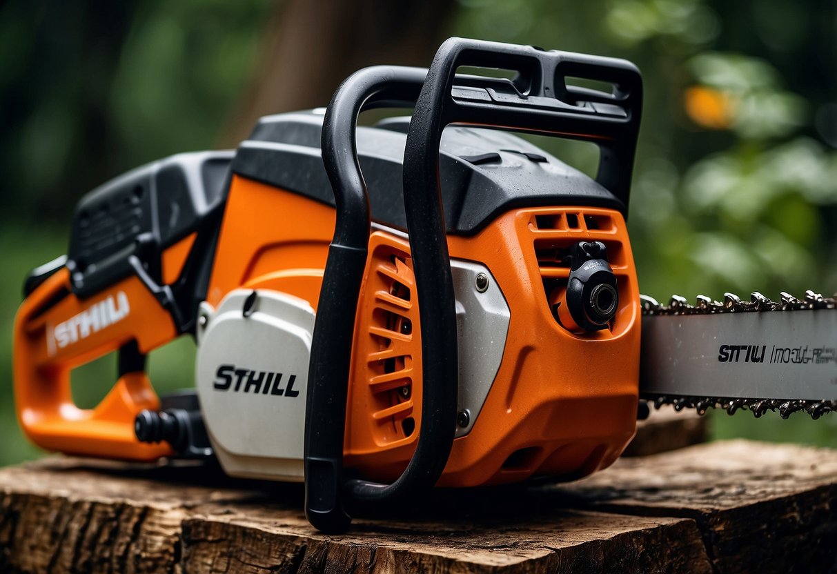 A chainsaw from Stihl or Husqvarna displayed with various models and sizes