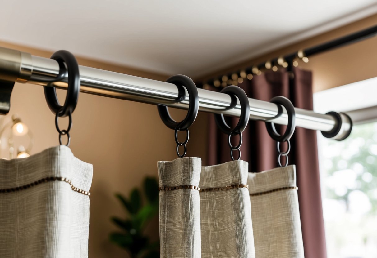 A stylish curtain rod and trendy accessories add the finishing touch to a beautifully decorated room