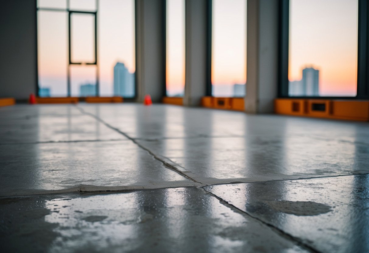 A concrete floor being isolated and optimized after construction work