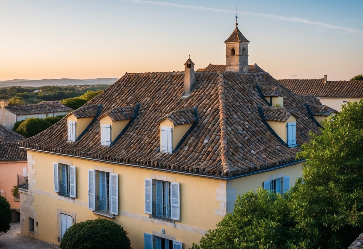 A traditional Provençal roof crowns a charming regional building, blending seamlessly with the local architecture and culture