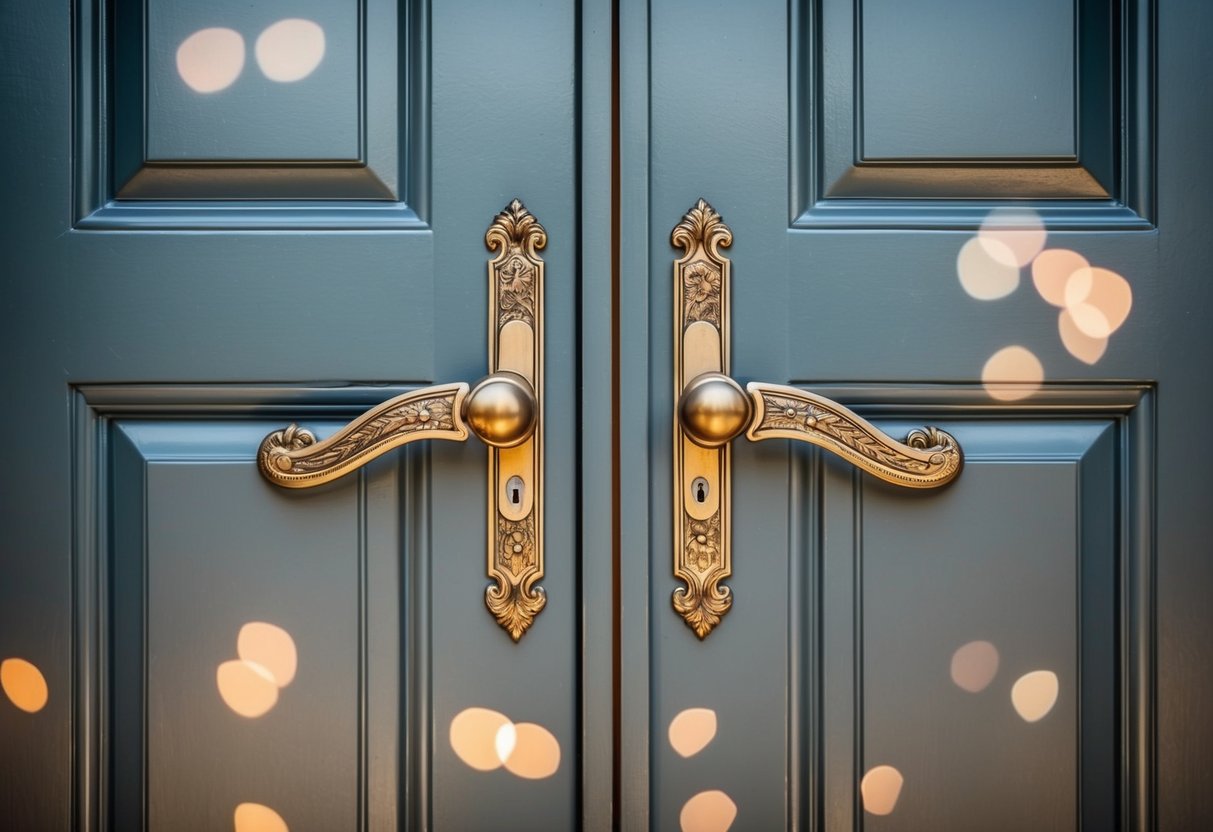 A door with whimsical hinges that closes on its own