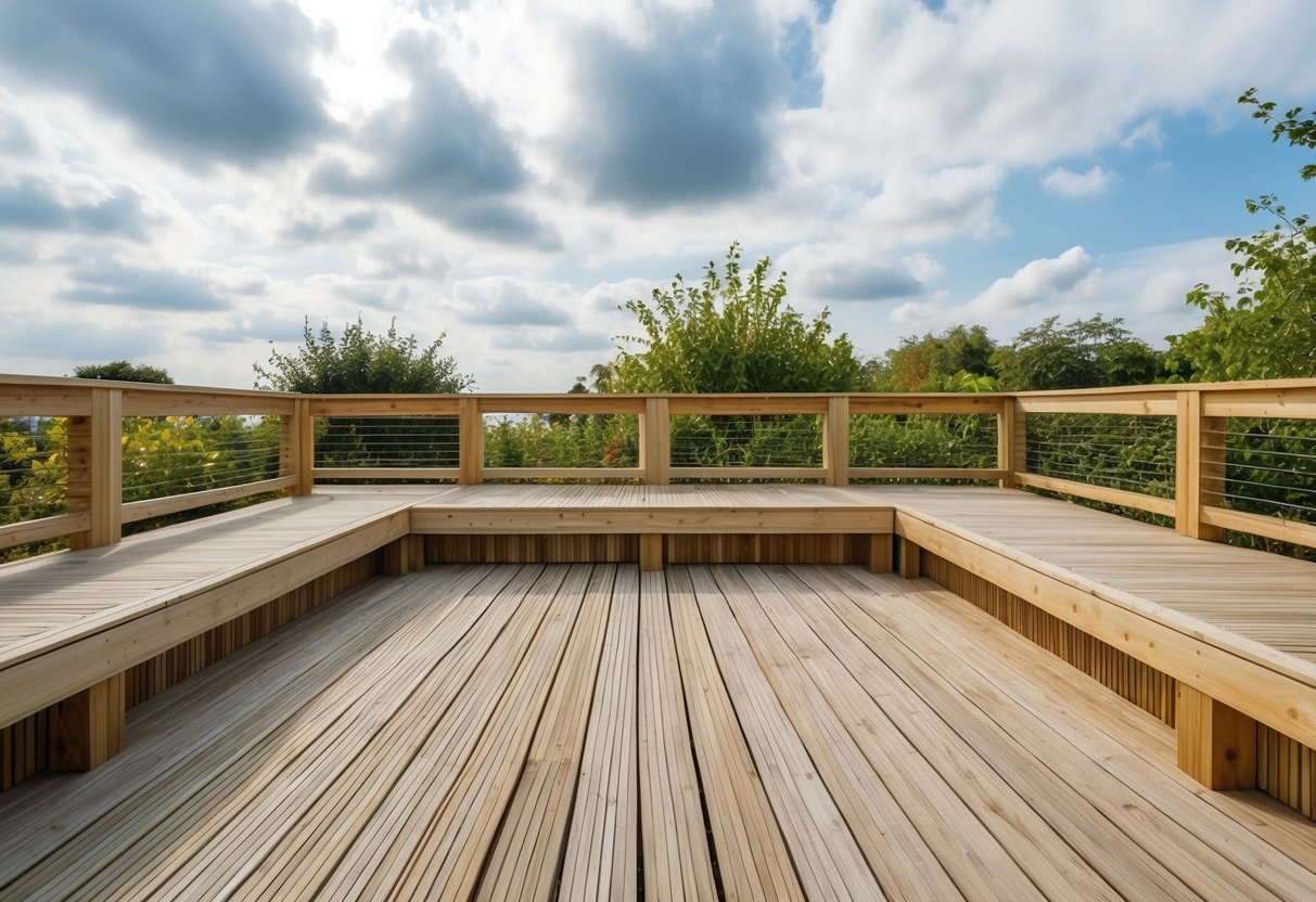 A sustainable wooden terrace with eco-friendly design and natural colors