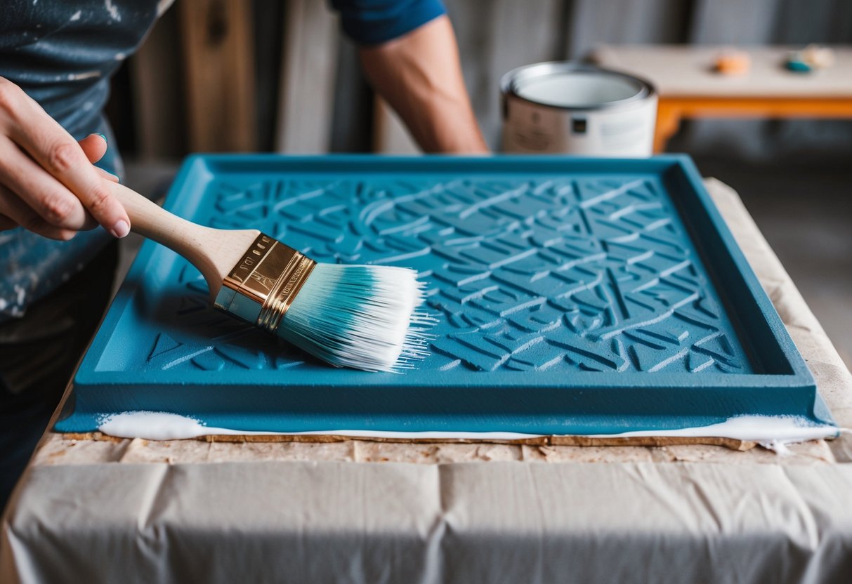 A cast iron surface being painted with drying time and finishing touches